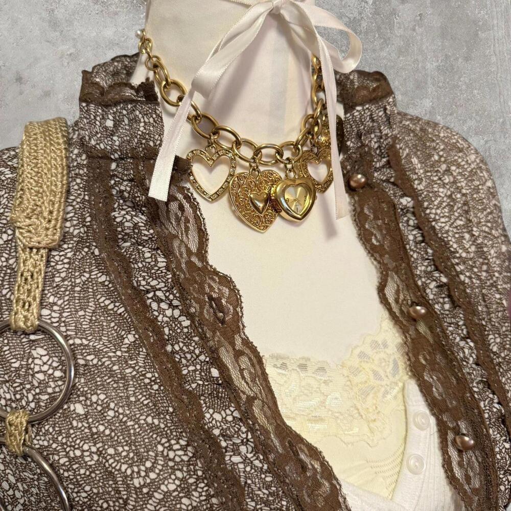 Fall Basic Office Siren Lace Button Up Blouse - image 3